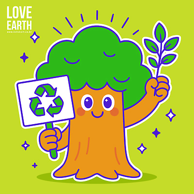 나무 캐릭터 손 기호 지구 백그라운드 일러스트 재료 자연 생명 초록색 환경 재활용 나뭇가지 표지판 메시지 보호 친환경 일러캐릭터 AI파일 식물 문자 컬러 컨셉 알림판 신체부위 생태계 파일형식 벡터