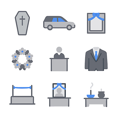 아이콘 꽃다발 장식 만남 준비 관 사진틀 장례 리무진 제단 조문 상조보험 2D아이콘 AI파일 꽃 컨셉 틀 보험 파일형식 벡터