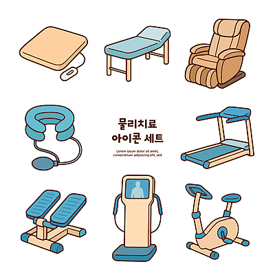 신체 의자 일러스트 근육 치료 운동 운동기구 헬스 장비 도구 침대 다리미 구역 물리치료 재활 방식 국내일러스트 AI파일 가구 의학 건강 가전제품 파일형식 벡터