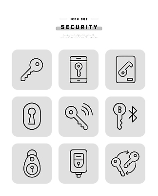 아이콘 기호 열쇠 모바일 디지털 암호 키_신체 잠금 보안 전자 블루투스 보안장치 인증 접근 2D아이콘 AI파일 문자 컨셉 신체 안전 장비 파일형식 벡터