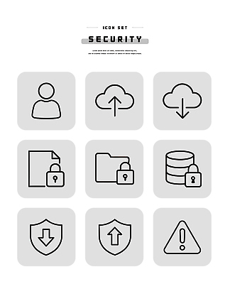 아이콘 디자인 경고 정보 보호 문서 보안 폴더 방패 다운로드 클라우드서비스 데이터베이스 업로드 2D아이콘 AI파일 컨셉 안전 서비스 파일 파일형식 벡터