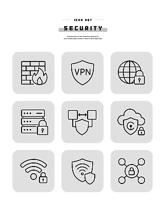 아이콘 기호 디자인 자료 네트워크 보호 연결 보안 클라우드서비스 라우터 방화벽 서버 사용자 2D아이콘 VPN AI파일 문자 컨셉 안전 서비스 파일형식 벡터