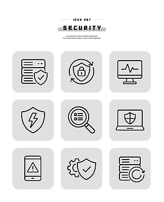 아이콘 기호 디자인 안전 노트북 스마트폰 스크린 자료 정보 네트워크 암호 보호 보안 시스템 서버 2D아이콘 AI파일 문자 컨셉 전자제품 핸드폰 스마트기기 파일형식 벡터