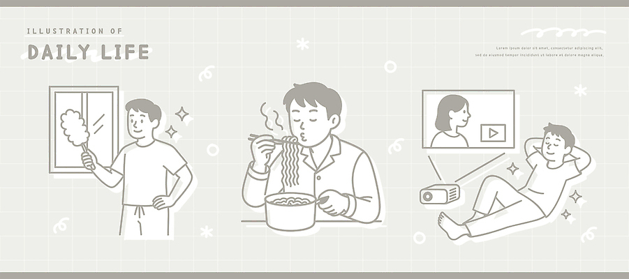 여자 남자 일러스트 창문 가정 가족 모션 대화 취미 일상 친구 스크린 텔레비전 라면 저녁 청소 먹기 영화 프로젝트 해소 국내일러스트 AI파일 음식 컨셉 관계 문화예술 말하기 사람 라이프 전자제품 면류 야간 파일형식 벡터
