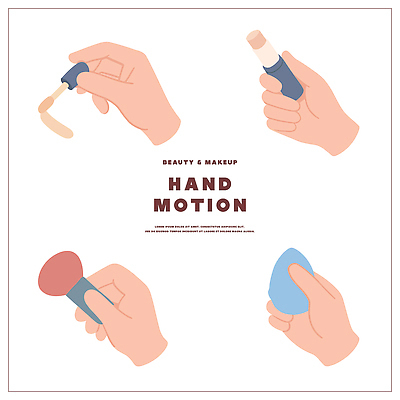 손 얼굴 포즈 일러스트 손짓 화장 뷰티 화장품 립스틱 도구 붓 피부 스킨케어 아이섀도 스펀지 팁 파운데이션 국내일러스트 AI파일 모션 신체부위 파일형식 벡터