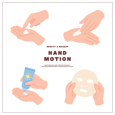 모양 손 얼굴 일러스트 관리 마스크 손짓 화장 뷰티 화장품 상품 피부 크림 준비 바르기 광택 스킨케어 단계 보습 국내일러스트 AI파일 모션 신체부위 파일형식 벡터