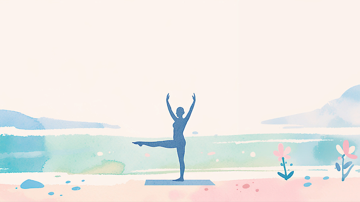 자연요소 식물 웰빙 계절 바다 컨셉 건강 내부 운동 생태계 파일형식 AI콘텐츠 요가 꽃 실내 균형 사람 감정 해변 자연 스트레칭 연습 포즈 명상 여름 하늘 물 평화 JPG 국내일러스트 일러스트 AI일러스트