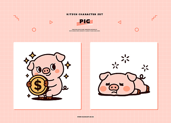 동물 캐릭터 디자인 감정 백그라운드 돈 일러스트 표정 귀여움 슬픔 표현 돼지 그림 돼지캐릭터 밝은색 일러캐릭터 AI파일 동물캐릭터 컨셉 포유류 재산 파일형식 벡터