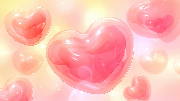 JPG 편집이미지 감정 분홍색 백그라운드 유리 형상 사탕 사랑 공중 장식 기쁨 하트 크기 광택 이미지편집 AI컴퓨터그래픽 AI콘텐츠 모양 컬러 재질 디저트 파일형식
