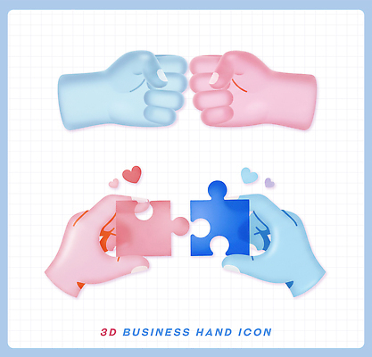 PSD 편집이미지 손 디자인 분홍색 컬러 조각 하늘색 비즈니스 모션 협력 그래픽 3D 작업 퍼즐 맞추기 창의성 편집3D 신체부위 파란색 디지털합성 파일형식