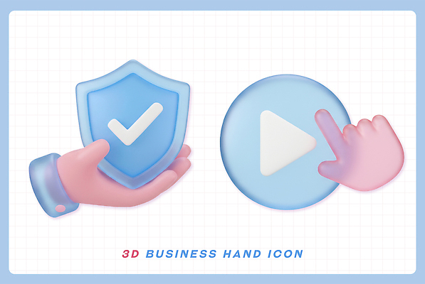 PSD 편집이미지 손 디자인 분홍색 하늘색 비즈니스 모션 버튼 기술 그래픽 3D 심볼 체크표시 재생 클릭 방패 편집3D 컬러 신체부위 파란색 디지털합성 확인 파일형식