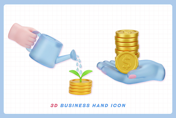 PSD 식물 편집이미지 손 상징 분홍색 하늘색 비즈니스 모션 금융 경제 3D 동전 물뿌리개 성장 재산 재테크 투자 수익 편집3D 컬러 돈 신체부위 파란색 디지털합성 파일형식
