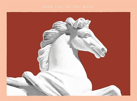 모양 PSD 디자인 문화 예술 상징 컬러 조각 백그라운드 일러스트 새해 기념 장식 태양 조각상 표현 말_동물 역사 그림 말띠 스타일 2026년 하프톤 국내일러스트 병오년 붉은말 자연요소 포유류 조형물 십이지신 연도 파일형식