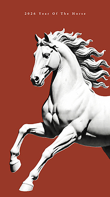 PSD 전통 디자인 문화 예술 상징 조각 일러스트 새해 달리기 태양 조각상 힘 흰색 말_동물 우아함 말띠 빨간배경 세기 2026년 하프톤 국내일러스트 병오년 붉은말 자연요소 컬러 백그라운드 컨셉 포유류 모션 빨간색 조형물 십이지신 연도 파일형식