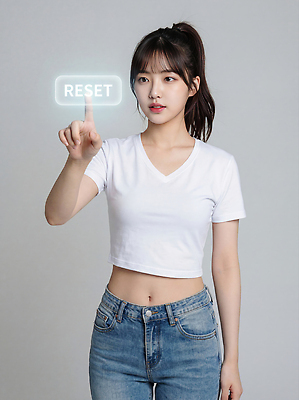 JPG 편집이미지 손 여자 백그라운드 티셔츠 손가락 모션 버튼 새해 실내 회색 청바지 결심 토론 주목 착용 의료성형뷰티 리셋 편집실사 컬러 컨셉 셔츠 바지 사람 내부 신체부위 CG 파일형식