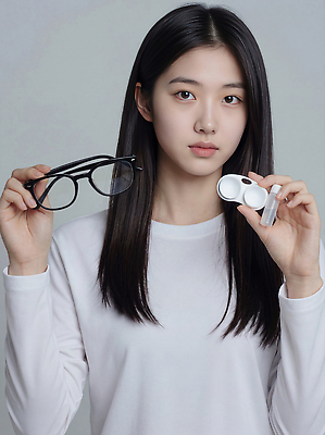 JPG 편집이미지 패션 안경 포즈 백그라운드 셔츠 소녀 일상 청춘 뷰티 카메라 흰색 안과 콘택트렌즈 의료성형뷰티 스타일 렌즈케이스 편집실사 AI인물포토 AI콘텐츠 잡화 여자 어린이 컬러 컨셉 상의 병원 라이프 전자제품 위생용품 CG 파일형식 AI포토
