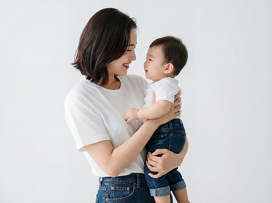 JPG 편집이미지 행복 가족 관계 모션 포옹 엄마 사랑 미소 웃음 기쁨 아기 교감 순간 의료성형뷰티 편집실사 감정 안기 표정 사람 CG 파일형식