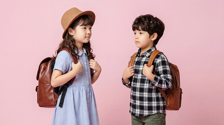 JPG 편집이미지 옷 초등학생 어린이 분홍색 포즈 백그라운드 신발 가방 대화 소녀 소년 친구 카메라 의료성형뷰티 편집실사 AI인물포토 AI콘텐츠 학생 잡화 여자 남자 컬러 관계 말하기 사람 전자제품 CG 파일형식 AI포토