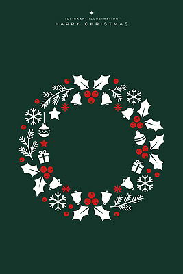 자연요소 식물 계절 기념일 꽃 컬러 컨셉 눈_날씨 이벤트 종 파일형식 벡터 크리스마스 화환 장식 연말 축하 빨간색 흰색 초인종 선물 눈꽃 잎 열매 별 도형 분위기 백그라운드 일러스트 국내일러스트 AI파일 겨울