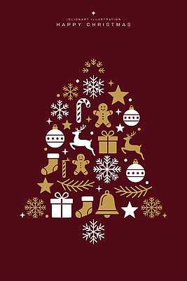 자연요소 계절 기념일 감정 크리스마스 디저트 눈_날씨 이벤트 파일형식 벡터 크리스마스트리 장식 선물 눈송이 산타클로스 양말 쿠키 별 캐러멜 순록 축제 겨울 파티 즐거움 기쁨 디자인 컬러 일러스트 국내일러스트 AI파일