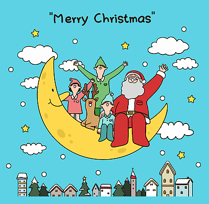 동물 캐릭터 전통 컬러 크리스마스 일러스트 가족 하늘 산타클로스 평화 기쁨 루돌프 달 축하 즐거움 그림 장면 연휴 국내일러스트 AI파일 자연요소 기념일 감정 컨셉 관계 사슴 공휴일 파일형식 벡터