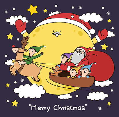 캐릭터 전통 별 크리스마스 겨울 일러스트 노래 사슴 조명 선물 산타클로스 파티 달 축하 즐거움 썰매 이미지 국내일러스트 AI파일 자연요소 계절 기념일 감정 음악 컨셉 포유류 이벤트 파일형식 벡터