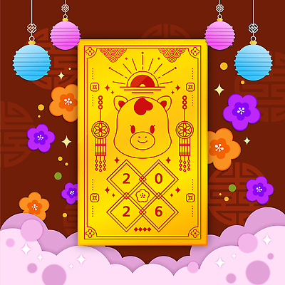 자연요소 식물 컬러 컨셉 포유류 십이지신 예절 말_동물 연도 파일형식 벡터 2026년 소 태양 금색 새해 축제 그림 전통 문화 꽃 장식 동물 귀여움 인사 운세 행운 일러스트 국내일러스트 AI파일 병오년 말띠 붉은말 부적