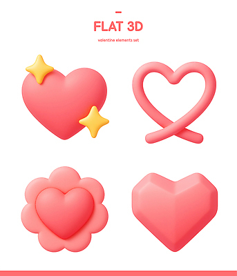 모양 PSD 아이콘 캐릭터 디자인 음악 분홍색 컬러 발렌타인데이 사랑 그래픽 장식 3D아이콘 3D 하트 크기 스타일 감정 데이이벤트 문화예술 디지털합성 파일형식