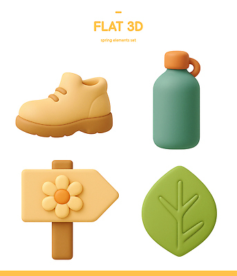 모양 PSD 아이콘 디자인 컬러 신발 잎 장식 세트 3D아이콘 3D 봄 표지판 물병 그림 뿌리 평면 식물 계절 알림판 물통 디지털합성 파일형식