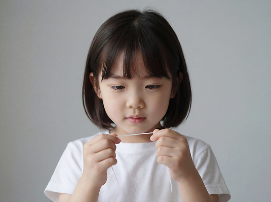 JPG 편집이미지 손 응시 감정 얼굴 어린이 티셔츠 생각 모션 흰색 잡기 소중 집중 오브젝트 치실 치아건강 의료성형뷰티 편집실사 AI인물포토 AI콘텐츠 시선 컬러 컨셉 셔츠 건강 사람 신체부위 위생용품 CG 파일형식 AI포토