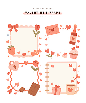 캐릭터 디자인 기념일 꽃 백그라운드 스티커 일러스트 프레임 발렌타인데이 막대사탕 선물 사랑 장식 초콜릿 하트 컵케이크 편지 아이템 꾸미기 국내일러스트 AI파일 모양 식물 감정 데이이벤트 디저트 사탕 이벤트 케이크 파일형식 벡터