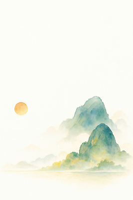 JPG 나무 실루엣 컬러 일러스트 자연 하늘 수채화 산 풍경 초원 물 태양 일출 일몰 대기 그림 평원 국내일러스트 AI일러스트 AI콘텐츠 자연요소 식물 촬영기법 노을 생태계 파일형식