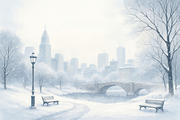 JPG 나무 공원 겨울 벤치 일러스트 자연 날씨 조명 풍경 고층빌딩 산책로 도시 스케치 풍경화 눈덮임 국내일러스트 AI일러스트 AI콘텐츠 식물 계절 공공시설 길 컨셉 의자 미술 빌딩 그림 생태계 파일형식