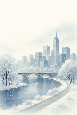 JPG 나무 건축물 설경 겨울 일러스트 자연 거리 사람 풍경 일상 강 고층빌딩 대기 도시 서리 조용 흐림 눈덮임 국내일러스트 AI일러스트 AI콘텐츠 식물 계절 건축 컨셉 날씨 빌딩 라이프 생태계 파일형식