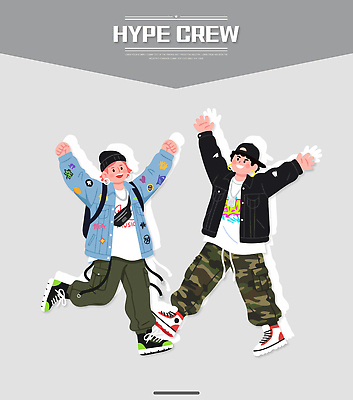 옷 패션 음악 포즈 백그라운드 일러스트 모션 청소년 협력 힙합 소년 친구 달리기 표현 즐거움 그림 스타일 유대감 국내일러스트 AI파일 남자 감정 어린이 관계 문화예술 사람 파일형식 벡터