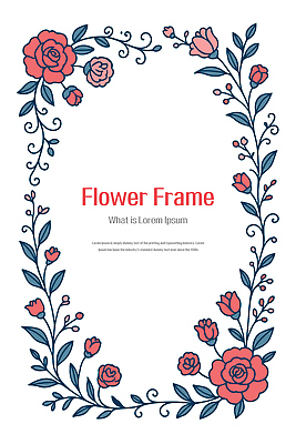 모양 디자인 꽃 선 컬러 백그라운드 패턴 일러스트 텍스트 수채화 프레임 그래픽 장식 공간 꽃프레임 비율 국내일러스트 AI파일 식물 무늬 파일형식 벡터