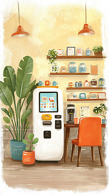 JPG 식물 디자인 커피 음료 의자 일러스트 가정 탁자 디저트 선반 풍경 장식 컵 인테리어 공간 카페 메뉴 자판기 국내일러스트 AI일러스트 AI콘텐츠 식기 음식 가구 상점 파일형식