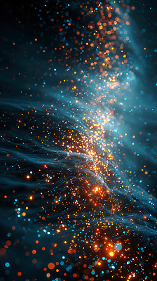 JPG 편집이미지 예술 컬러 백그라운드 패턴 그래픽 파란색 빛 반짝임 주황색 어둠 흐름 신비 장면 이미지편집 AI컴퓨터그래픽 AI콘텐츠 컨셉 무늬 모션 파일형식