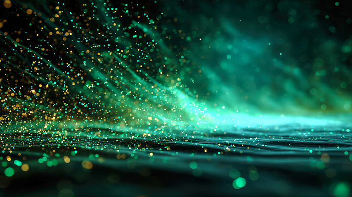 JPG 편집이미지 물결 컬러 초록색 물 파란색 빛 반짝임 노란색 흐름 수면 입자 장면 파동 깊이 이미지편집 AI컴퓨터그래픽 AI콘텐츠 자연요소 컨셉 모션 순간포착 파일형식