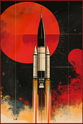 JPG 과학 백그라운드 일러스트 미래 불꽃 기술 사람 우주 행성 빈티지 발사 우주선 출발 그림 우주과학 탐사 우주여행 발사대 우주탐사 국내일러스트 AI일러스트 AI콘텐츠 여행 컨셉 불 파일형식