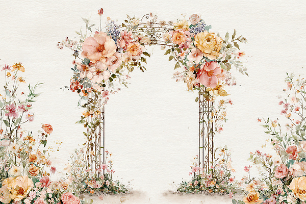 JPG 식물 디자인 기념일 꽃 컬러 백그라운드 꽃밭 일러스트 자연 결혼식 미소 이벤트 장식 정원 공간 아치 조화 뷰티풀 페어 국내일러스트 AI일러스트 AI콘텐츠 결혼 표정 생태계 박람회 파일형식