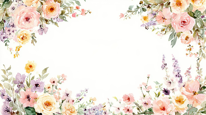 JPG 디자인 꽃 예술 선 컬러 백그라운드 잎 일러스트 자연 수채화 장식 장미 정원 공간 다양 흰색 개화 테두리 조화 라일락 스타일 국내일러스트 AI일러스트 AI콘텐츠 식물 다수 생태계 파일형식