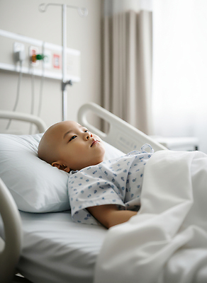 JPG 편집이미지 어린이 건강 병원 치료 약 모니터 고통 환자 의사 침대 소아과 병실 입원 의료성형뷰티 편집실사 AI인물포토 AI콘텐츠 감정 가구 의학 사람 컴퓨터 의료진 CG 파일형식 AI포토