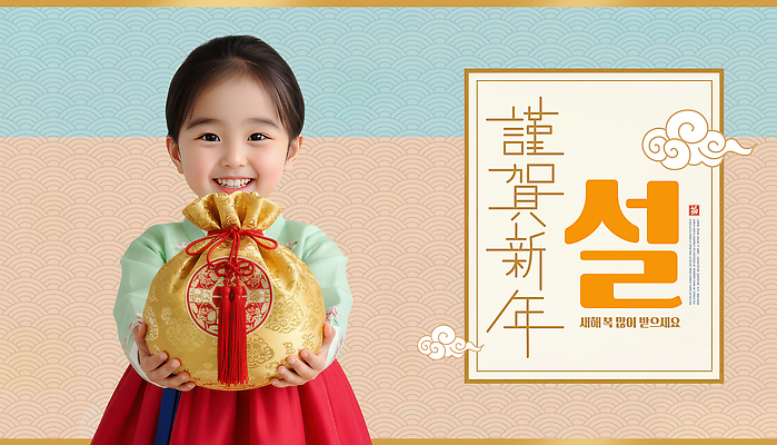 PSD 편집이미지 전통 명절 행복 문화 어린이 가족 근하신년 새해 기념 복주머니 한국 웃음 이벤트 설날 축제 전통의상 의료성형뷰티 이미지편집 기념일 감정 아시아 관계 전통소품 표정 사람 파일형식