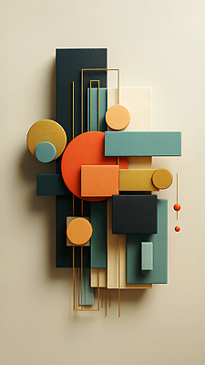 JPG 모양 편집이미지 디자인 예술 벽 컬러 추상 장식 사각형 원형 배열 모던 작품 기하학 조화 색채 창의성 지오메트릭 이미지편집 AI컴퓨터그래픽 AI콘텐츠 도형 무늬 미술 파일형식