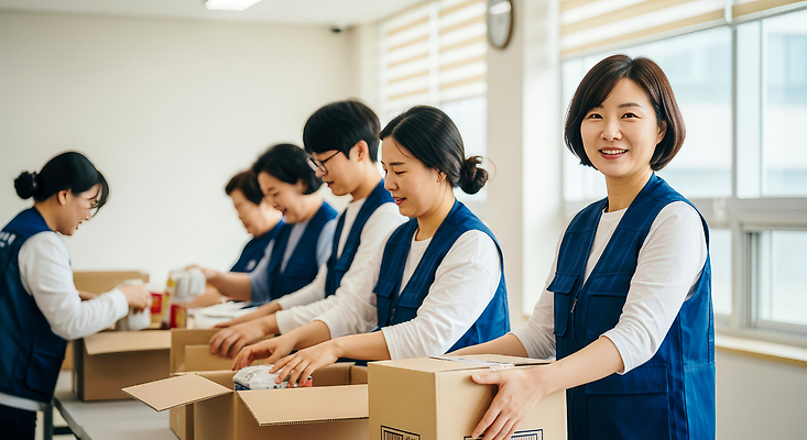 JPG 편집이미지 손 여자 포장 여러명 상자 봉사 도움 그룹 상품 정리 사회봉사 기부 자선 참여 의료성형뷰티 편집실사 AI인물포토 AI콘텐츠 다수 컨셉 사람 신체부위 CG 파일형식 AI포토