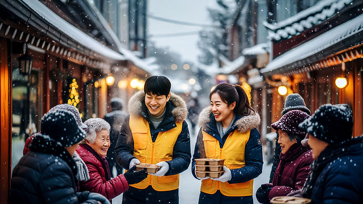 JPG 편집이미지 전통 노년 문화 음식 겨울 거리 한국 거리풍경 웃음 이벤트 여러명 봉사 나누기 기부 의료성형뷰티 편집실사 AI인물포토 AI콘텐츠 계절 아시아 다수 표정 사람 풍경 성인 도움 CG 파일형식 AI포토