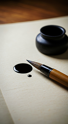 JPG 편집이미지 문자 전통 종이 문화 예술 서예 한국 기술 검은색 도구 붓 작업 쓰는 먹 준비 편집실사 AI포토 AI콘텐츠 한국전통 아시아 컬러 CG 파일형식