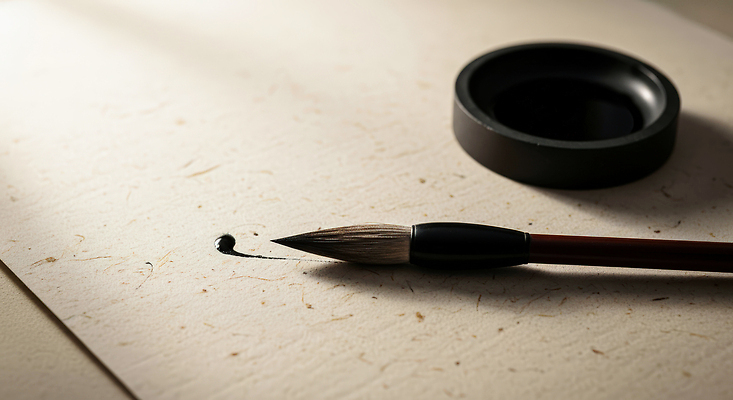 JPG 편집이미지 전통 종이 예술 선 수업 서예 수묵화 도구 붓 작업 먹 준비 그림 창작 화구 편집실사 AI포토 AI콘텐츠 한국전통 교육 미술 미술도구 CG 파일형식