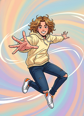 JPG 캐릭터 손 디자인 감정 예술 컬러 백그라운드 일러스트 모션 청소년 웃음 소년 점프 표현 즐거움 그림 액션 창의성 국내일러스트 AI일러스트 AI콘텐츠 남자 어린이 표정 사람 신체부위 파일형식